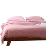Gray And Blue Stitching Ultra-Soft Solid Color 4-Piece Bedding Set - Queen Size(Suitable for 2m bed)