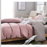 Dark Grey And Khaki Stitching Ultra-Soft Solid Color 4-Piece Bedding Set - Queen Size(Suitable for 2m bed)