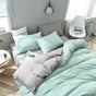 Mint Green And Grey Stitching Ultra-Soft Solid Color 4-Piece Bedding Set - Queen Size(Suitable for 2m bed)
