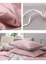 Brown And Khaki Stitching Ultra-Soft Solid Color 4-Piece Bedding Set - Queen Size(Suitable for 2m bed) - Side View
