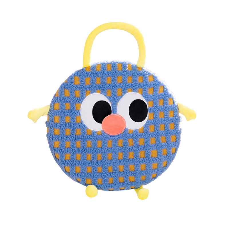 Pink Plaid Cute Cartoon Round Memory Foam Seat Cushion - Detachable & Washable