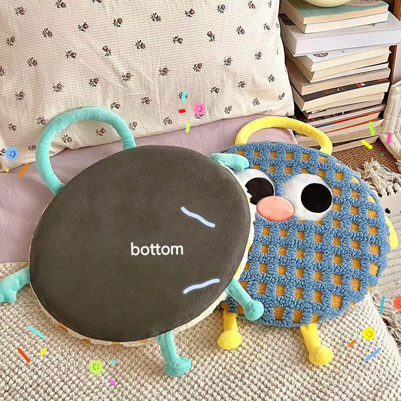Pink Plaid Cute Cartoon Round Memory Foam Seat Cushion - Detachable & Washable