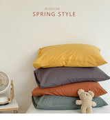 Blue 100% Cotton Pillowcase Set - Envelope Closure(without pillow core) - Front View