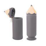 Grey Creative Silicone Pencil Case - High-Value Stationery  - Large Capacity Desk Organizer - Front View