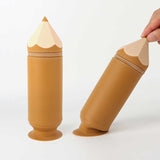Brown Creative Silicone Pencil Case - High-Value Stationery  - Large Capacity Desk Organizer - Side View