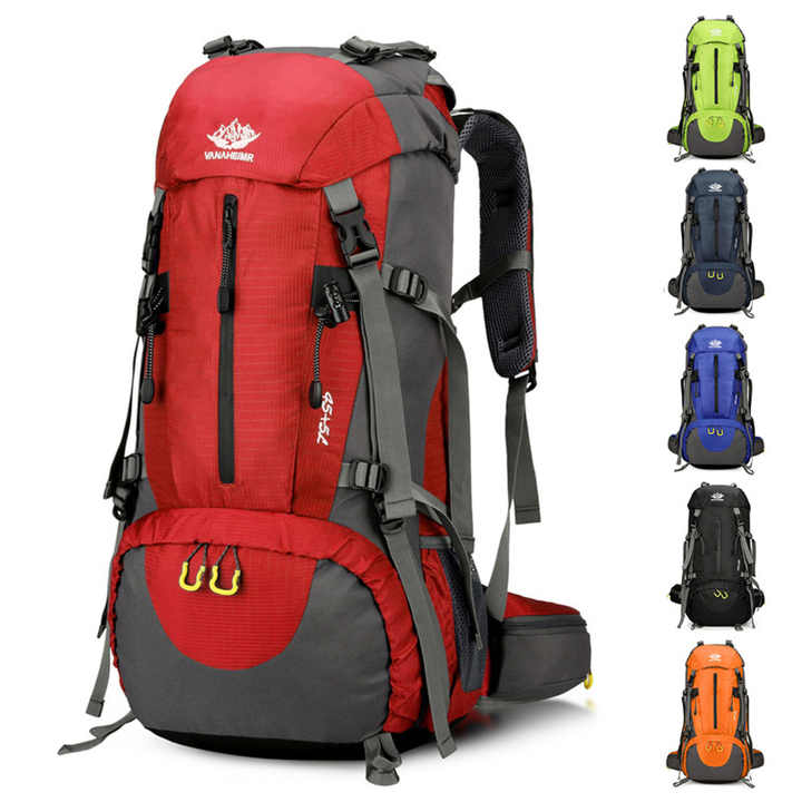 Black High-Capacity Nylon Hiking Backpack - Durable, Multi-Functional Outdoor Travel Pack