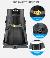 Black High-Capacity Nylon Hiking Backpack - Durable, Multi-Functional Outdoor Travel Pack