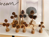 Brown Charming Wooden Disc Desktop Decoration - Rustic 8-10cm Wood Craft for Home Elegance - Front View