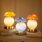 Blue Dreamy Rose Planet Lamp Night Light - Elegant 21cm USB-Charged 3-Color Touch Dimming Decor Gift - Side View