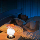 Blue Dreamy Rose Planet Lamp Night Light - Elegant 21cm USB-Charged 3-Color Touch Dimming Decor Gift - 45-Degree Angle