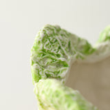 2 Pcs Light Green Premium Ceramic Cabbage Makeup Brush Holder - Elegant 10.5cm High-End Desktop Organizer - Top-Down View