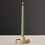 2 Pcs Dark Blue Oval Bottom Nordic Ceramic Candle Holder with Jewelry Dish - Elegant Minimalist Home Decor Piece - Front View