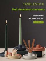 2 Pcs Orange Straight Bottom Nordic Ceramic Candle Holder with Jewelry Dish - Elegant Minimalist Home Decor Piece - 45-Degree Angle