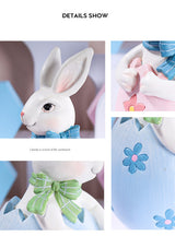 Blue Easter Rabbit Egg Resin Decoration - Charming Festive Gift for Kids' Rooms and Holidays - 45-Degree Angle