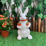 White Easter Rabbit with Carrot Resin Decoration - Adorable 15cm Festive Gift for Kids' Rooms - Side View
