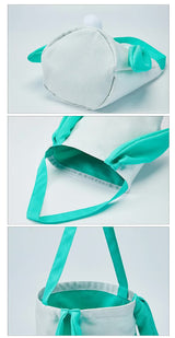 White Adorable Easter Bunny Ear Tote Bag - Stylish Rabbit-Themed Candy Bag - 45-Degree Angle