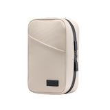 Beige Premium PU Leather Multi-Functional Travel Cable Organizer - Waterproof Digital Storage Pouch
