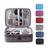 Dark Blue Durable Three-Layer Earphone & Digital Organizer - Waterproof Cosmetic & Cable Storage Pouch(Photography props not included, only the bag) - Front View