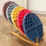 2 Pcs Yellow Honeycomb Pet Slow Feeder Bowl - Anti-Choke Silicone Lick Mat with Suction for Dogs - Side View