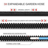 50FT Black Expandable Garden Hose without Spray Gun - High-Pressure TPE Watering & Car Wash Tool - Side View