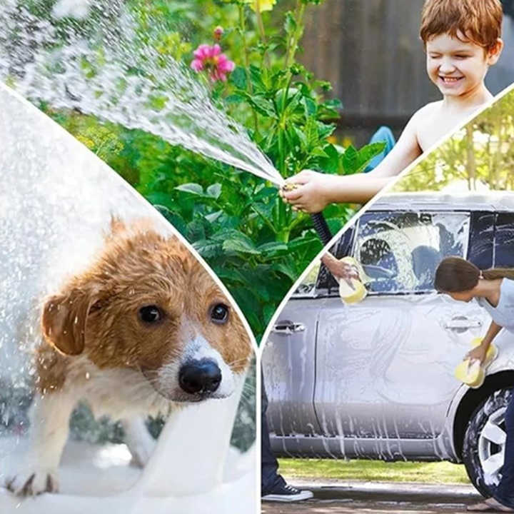 50FT Black Expandable Garden Hose without Spray Gun - High-Pressure TPE Watering & Car Wash Tool