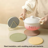 Yellow 3 Pcs Premium Silicone Round Heat-Resistant Pad - 20cm Durable Kitchen Pot Mat with Anti-Slip Design - Side View