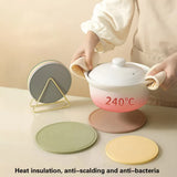 Dark Grey 3 Pcs Premium Silicone Round Heat-Resistant Pad - 20cm Durable Kitchen Pot Mat with Anti-Slip Design