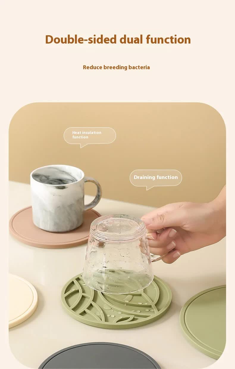 Grey 3 Pcs Premium Silicone Round Heat-Resistant Pad - 20cm Durable Kitchen Pot Mat with Anti-Slip Design