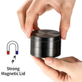 Silver Premium 4-Layer Zinc Alloy Herb Grinder - Magnetic Lid & Fine Grinding, 63mm, 162g - 45-Degree Angle