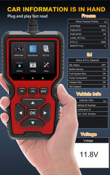 Black and Red OBD2 Scanner Car Diagnostic Tool - Engine Fault Code Reader - 45-Degree Angle
