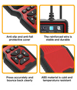 Black and Red OBD2 Scanner Car Diagnostic Tool - Engine Fault Code Reader - Low Angle