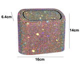 White Diamond Sparkly Rhinestone Car Trash Can - Diamond Auto Garbage Bin Organizer - Side View