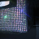 White Diamond Bling Rhinestone Car Tissue Box Holder - Applies to Visor & Seat Back - 45-Degree Angle