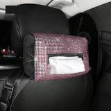 Pink Diamond Bling Rhinestone Car Tissue Box Holder - Applies to Visor & Seat Back