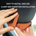 2 Pcs Orange Car Sun Visor Glasses Holder Clip with Dual Magnetic Clamps - PU Leather, Anti-Slip, and Multi-Functional Storage