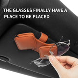 2 Pcs Black Car Sun Visor Glasses Holder Clip with Dual Magnetic Clamps - PU Leather, Anti-Slip, and Multi-Functional Storage - Side View