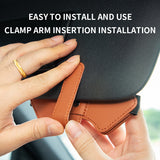 2 Pcs Black Car Sun Visor Glasses Holder Clip with Dual Magnetic Clamps - PU Leather, Anti-Slip, and Multi-Functional Storage - Top-Down View