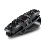 6 Pcs Black Luxury Rhinestone Car Sun Visor Glasses Clip - Multi-Functional, 180? Rotatable, ABS Material