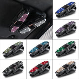 6 Pcs Blue Luxury Rhinestone Car Sun Visor Glasses Clip - Multi-Functional, 180° Rotatable, ABS Material - Side View