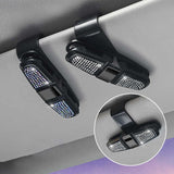 6 Pcs Blue Luxury Rhinestone Car Sun Visor Glasses Clip - Multi-Functional, 180° Rotatable, ABS Material - 45-Degree Angle