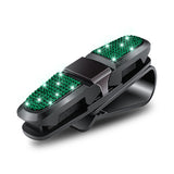6 Pcs Green Luxury Rhinestone Car Sun Visor Glasses Clip - Multi-Functional, 180? Rotatable, ABS Material