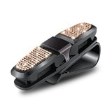 6 Pcs Light Gold Luxury Rhinestone Car Sun Visor Glasses Clip - Multi-Functional, 180? Rotatable, ABS Material