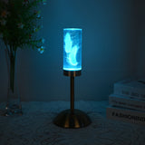 Dogtail Grass Eternal Flower Acrylic Table Lamp - Color-Changing LED, USB Rechargeable, Touch Control - Front View