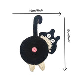 4 Pcs Black Cute Cat Butt Knitted Coaster - Lightweight Crochet Drink Mat, 15x10cm