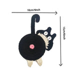 4 Pcs Black Cute Cat Butt Knitted Coaster - Lightweight Crochet Drink Mat, 15x10cm
