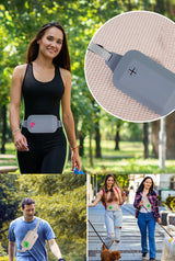 Beige Silicone Pet Treat Pouch for Dog Training - Portable Waist Bag with Waste Bag Holder - Rear View