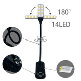 Black Rechargeable Dual-Head Clip-On Book Light - Touch Control Reading Lamp with Eye Protection - Side View