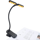 Black Rechargeable Dual-Head Clip-On Book Light - Touch Control Reading Lamp with Eye Protection - Low Angle