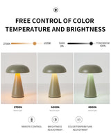 Bronze Metal Mushroom Table Lamp - Rechargeable Touch Control Ambient Light with Remote - Front View