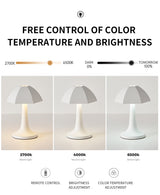 Blue And White Nordic Umbrella Mushroom Table Lamp - Dimmable Ambient Light - Side View